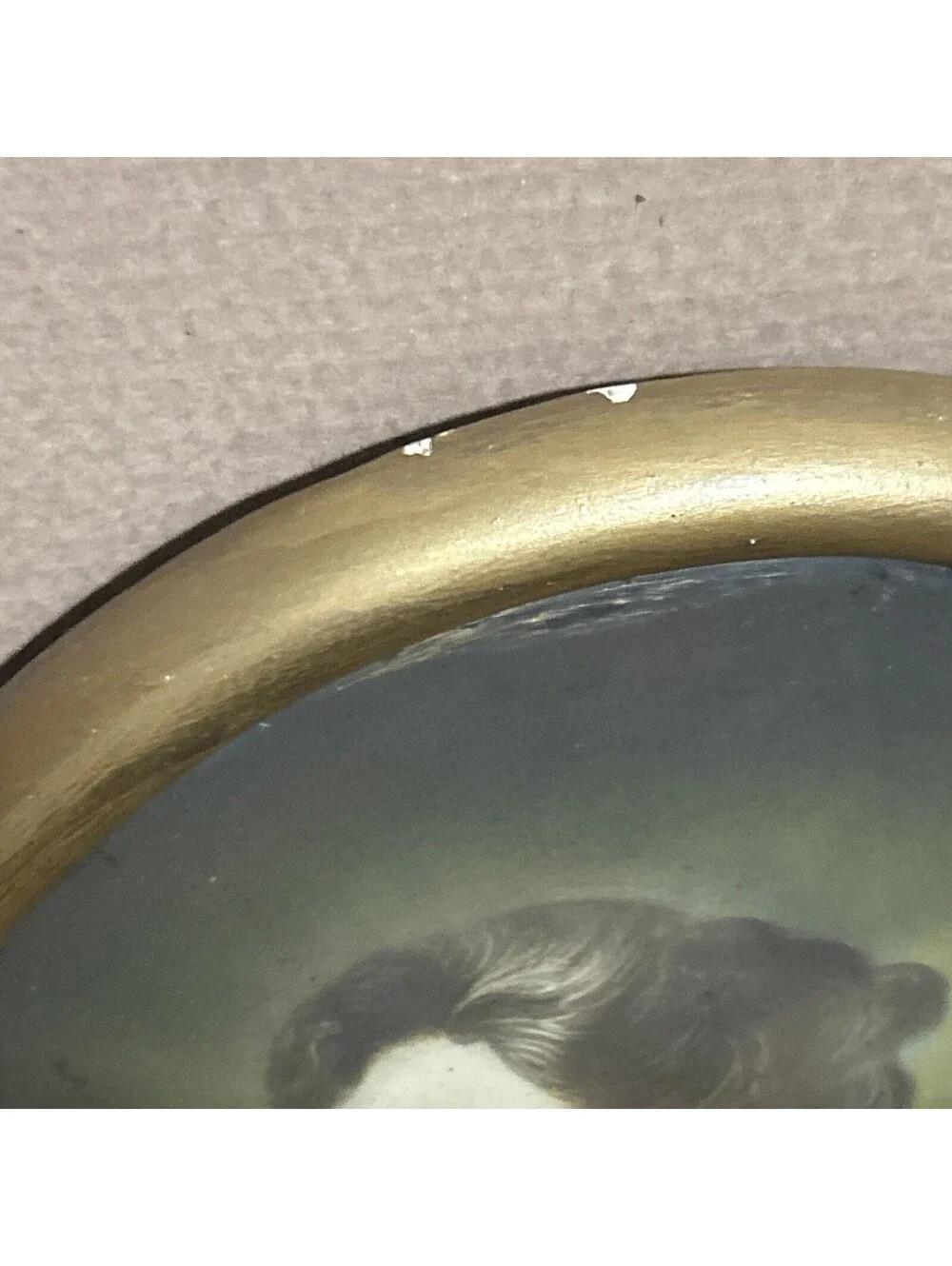 Antique WWI Soldier & Wife Pair Oval Convex Bubble Glass Portrait Frames